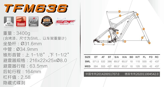 كينيزيس 27.5" تعليق كامل دراجة جبلية إطار الألومنيوم TFM636 164mm السفر S / M / L حجم سبيكل Mtb الدراجة النهائية 3